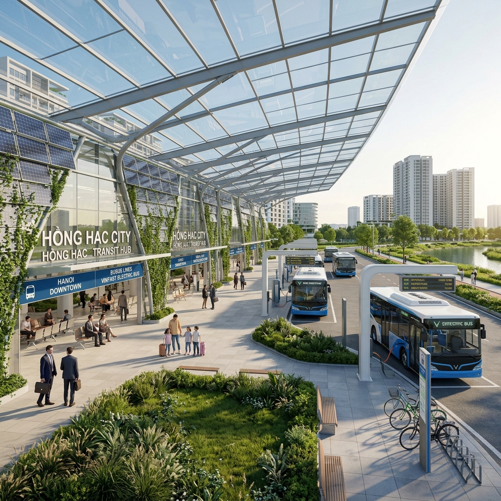 Trạm trung chuyển xe buýt điện thông minh tại Hồng Hạc City